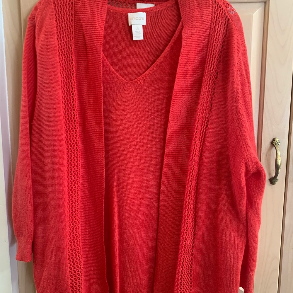 Red/Orange lightweight knit sweater set